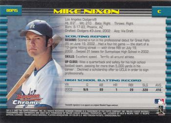 2002 Bowman Draft Picks & Prospects - Chrome #BDP15 Mike Nixon Back