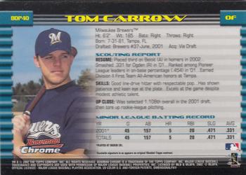 2002 Bowman Draft Picks & Prospects - Chrome #BDP40 Tom Carrow Back