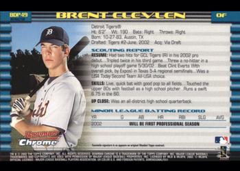 2002 Bowman Draft Picks & Prospects - Chrome #BDP49 Brent Clevlen Back