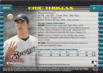 2002 Bowman Draft Picks & Prospects - Chrome #BDP61 Eric Thomas Back