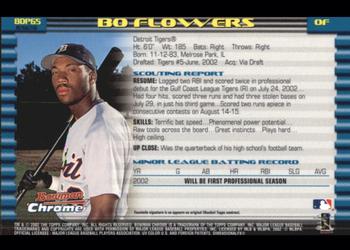 2002 Bowman Draft Picks & Prospects - Chrome #BDP65 Bo Flowers Back