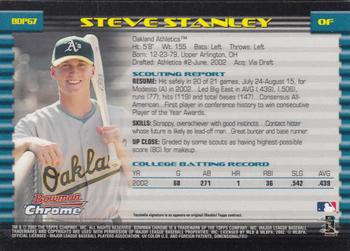 2002 Bowman Draft Picks & Prospects - Chrome #BDP67 Steve Stanley Back