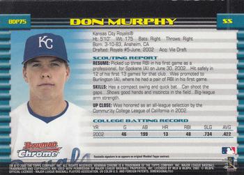 2002 Bowman Draft Picks & Prospects - Chrome #BDP75 Don Murphy Back