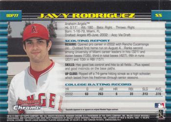 2002 Bowman Draft Picks & Prospects - Chrome #BDP77 Javy Rodriguez Back