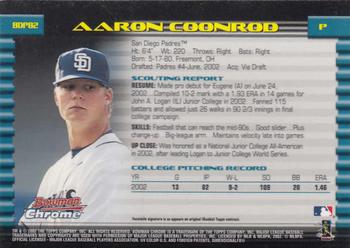 2002 Bowman Draft Picks & Prospects - Chrome #BDP82 Aaron Coonrod Back