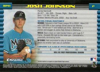 2002 Bowman Draft Picks & Prospects - Chrome #BDP83 Josh Johnson Back