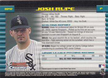 2002 Bowman Draft Picks & Prospects - Chrome #BDP87 Josh Rupe Back