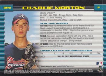 2002 Bowman Draft Picks & Prospects - Chrome #BDP91 Charlie Morton Back
