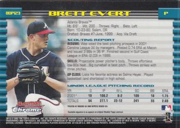 2002 Bowman Draft Picks & Prospects - Chrome #BDP123 Brett Evert Back