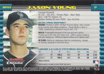 2002 Bowman Draft Picks & Prospects - Chrome #BDP129 Jason Young Back