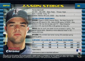 2002 Bowman Draft Picks & Prospects - Chrome #BDP132 Jason Stokes Back