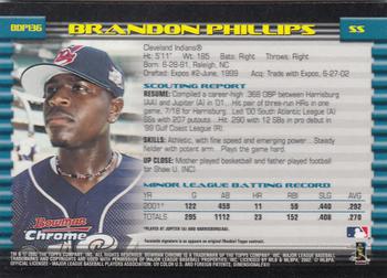 2002 Bowman Draft Picks & Prospects - Chrome #BDP136 Brandon Phillips Back