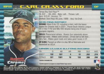 2002 Bowman Draft Picks & Prospects - Chrome #BDP139 Carl Crawford Back