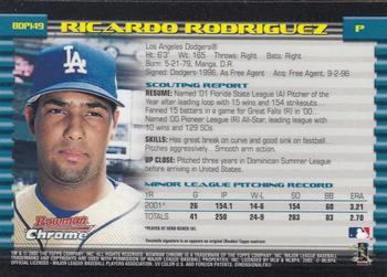 2002 Bowman Draft Picks & Prospects - Chrome #BDP149 Ricardo Rodriguez Back