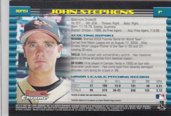 2002 Bowman Draft Picks & Prospects - Chrome #BDP151 John Stephens Back