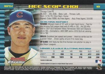 2002 Bowman Draft Picks & Prospects - Chrome #BDP154 Hee Seop Choi Back