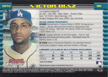 2002 Bowman Draft Picks & Prospects - Chrome #BDP157 Victor Diaz Back