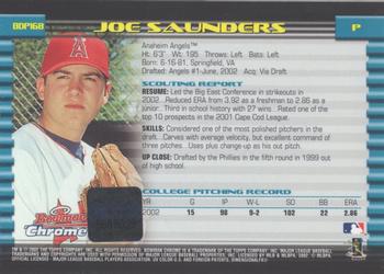2002 Bowman Draft Picks & Prospects - Chrome #BDP168 Joe Saunders Back