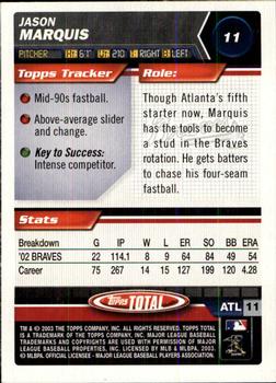 2003 Topps Total - Silver #11 Jason Marquis Back