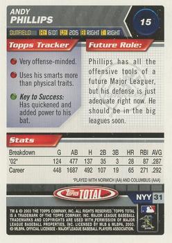 2003 Topps Total - Silver #15 Andy Phillips Back