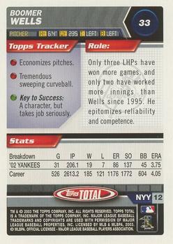2003 Topps Total - Silver #33 David Wells Back
