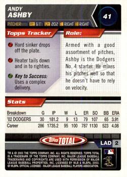 2003 Topps Total - Silver #41 Andy Ashby Back