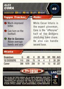 2003 Topps Total - Silver #49 Alex Cora Back