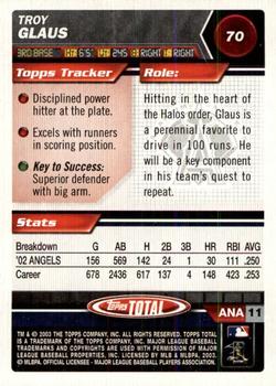 2003 Topps Total - Silver #70 Troy Glaus Back