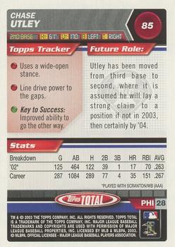 2003 Topps Total - Silver #85 Chase Utley Back