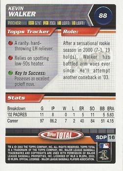 2003 Topps Total - Silver #88 Kevin Walker Back