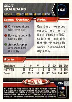 2003 Topps Total - Silver #104 Eddie Guardado Back
