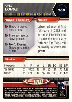 2003 Topps Total - Silver #153 Kyle Lohse Back