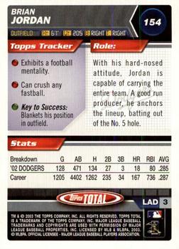 2003 Topps Total - Silver #154 Brian Jordan Back