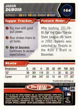 2003 Topps Total - Silver #164 Jason Dubois Back