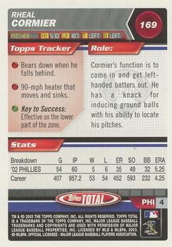 2003 Topps Total - Silver #169 Rheal Cormier Back