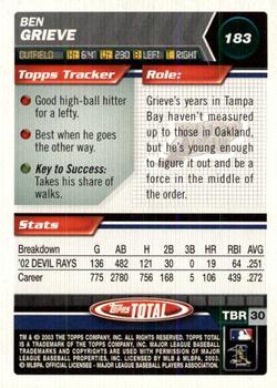2003 Topps Total - Silver #183 Ben Grieve Back