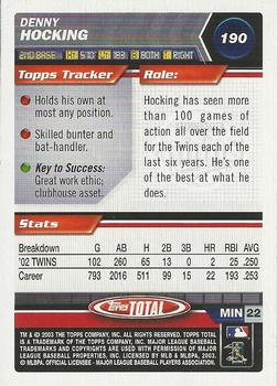 2003 Topps Total - Silver #190 Denny Hocking Back