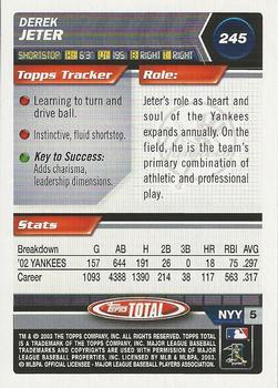 2003 Topps Total - Silver #245 Derek Jeter Back