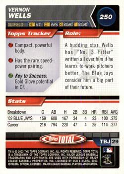 2003 Topps Total - Silver #250 Vernon Wells Back