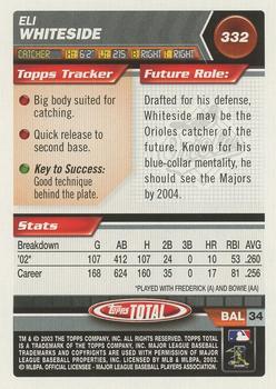 2003 Topps Total - Silver #332 Eli Whiteside Back