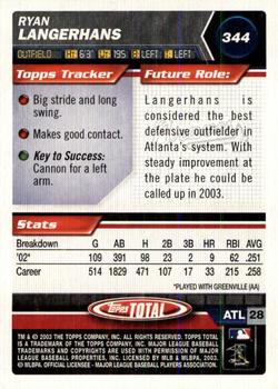 2003 Topps Total - Silver #344 Ryan Langerhans Back