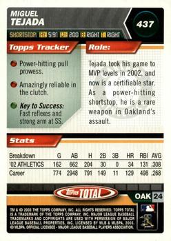2003 Topps Total - Silver #437 Miguel Tejada Back