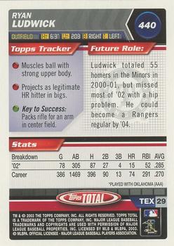 2003 Topps Total - Silver #440 Ryan Ludwick Back