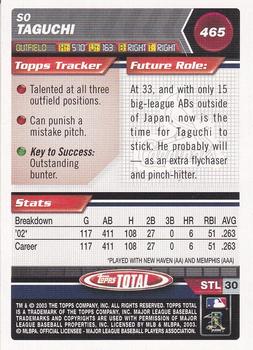2003 Topps Total - Silver #465 So Taguchi Back
