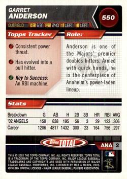 2003 Topps Total - Silver #550 Garret Anderson Back