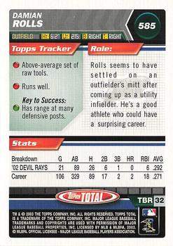 2003 Topps Total - Silver #585 Damian Rolls Back