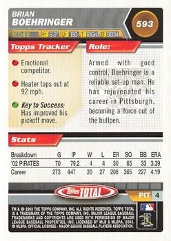 2003 Topps Total - Silver #593 Brian Boehringer Back