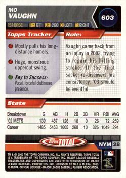 2003 Topps Total - Silver #603 Mo Vaughn Back