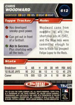 2003 Topps Total - Silver #612 Chris Woodward Back