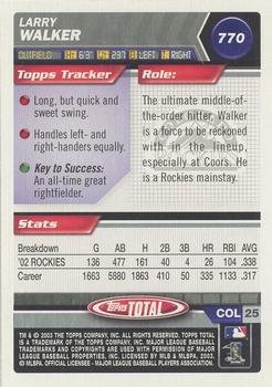 2003 Topps Total - Silver #770 Larry Walker Back